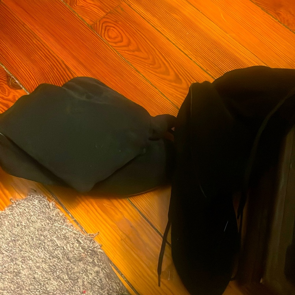 Black suede boots . Good condition